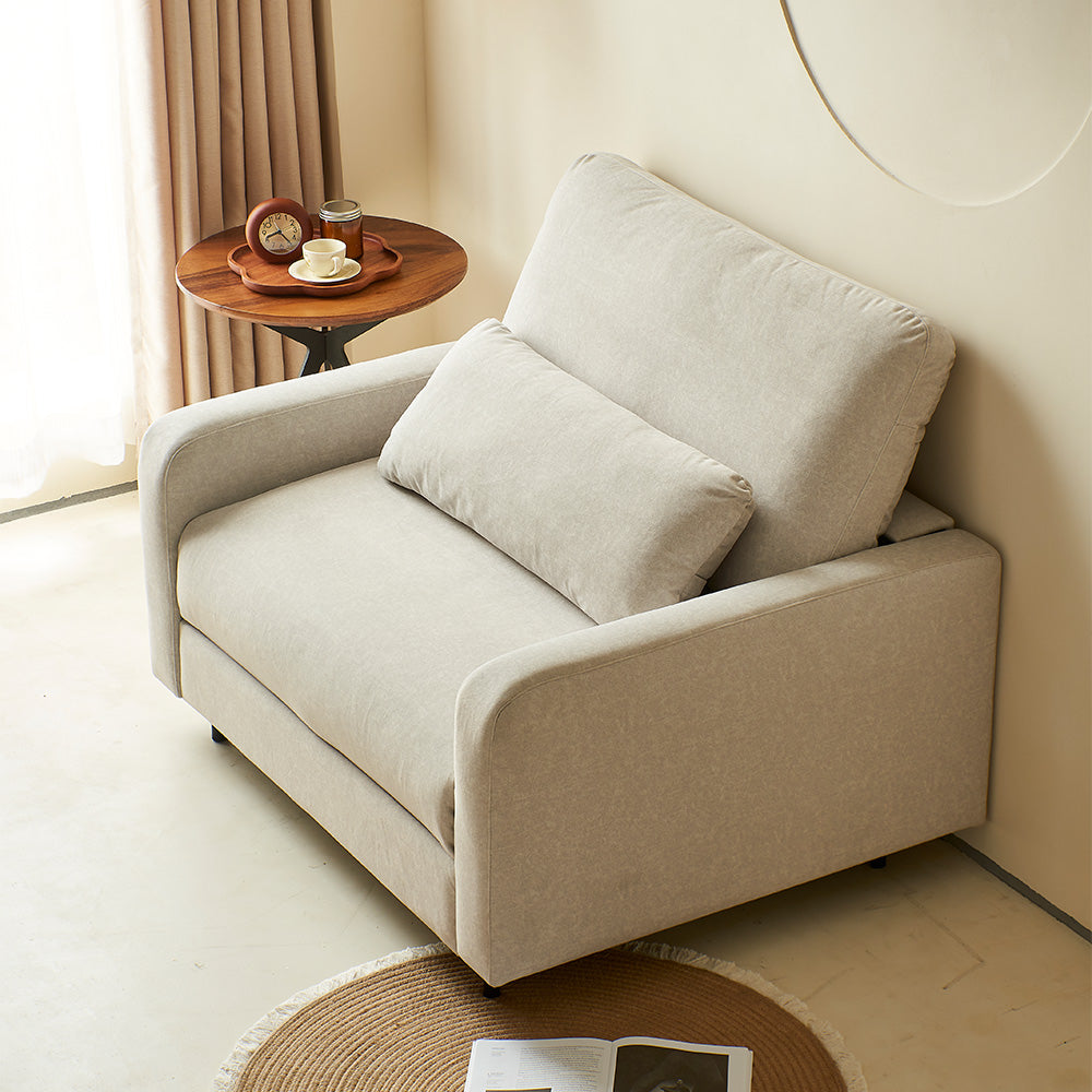 41.3'' Modern Single Sofa Bed with Mattress Fabric Pull Out Sleeper Chair Convertible Armchair with Metal Frame