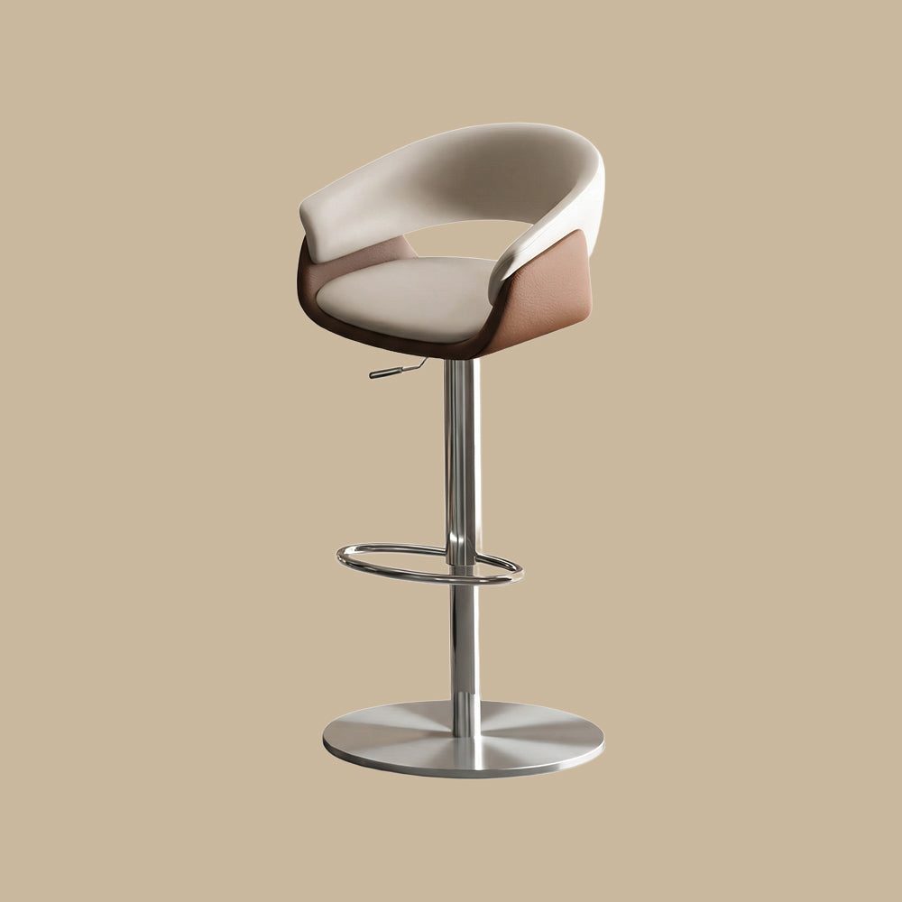 Modern Adjustable Swivel Bar Stool PU Leather Upholstered Counter Height Bar Chair with Stainless Steel Base 1 Piece