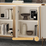 Load image into Gallery viewer, 58.5" Elegant and Modern White and Gold Sideboard Cabinet with Ample Storage
