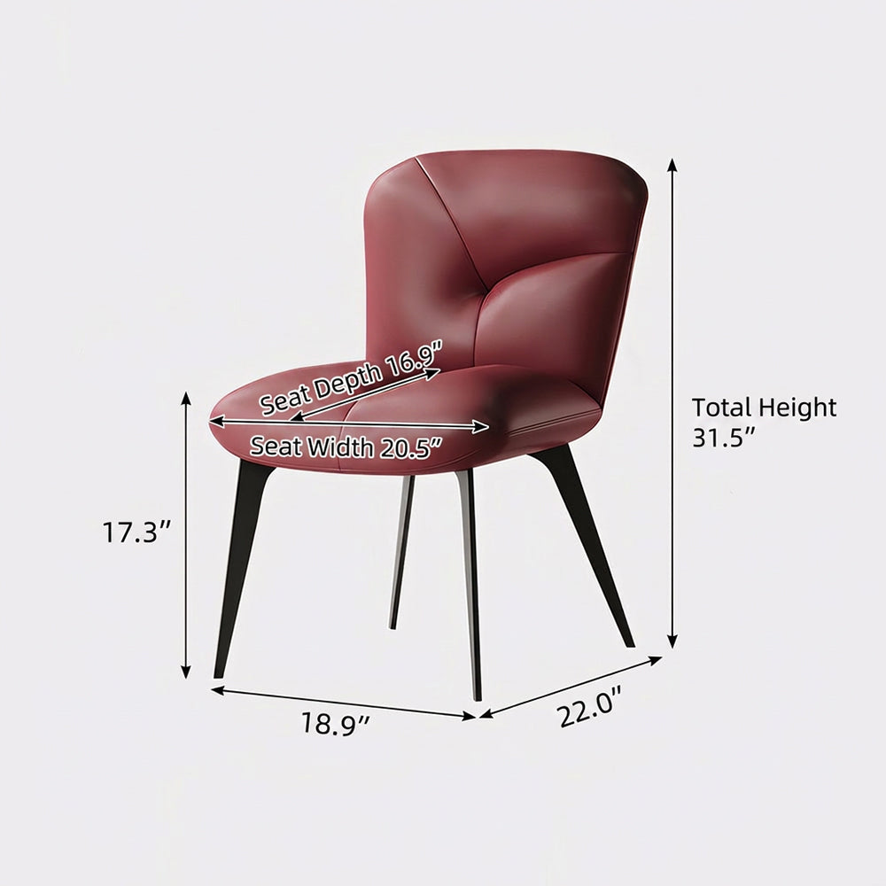 Modern Curved Leather Dining Chair 1-Piece Upholstered Accent Chair