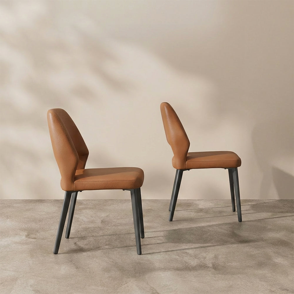 Modern Upholstered Dining Chair Minimalist Open Back Soft Seat Accent Chair with Metal Legs