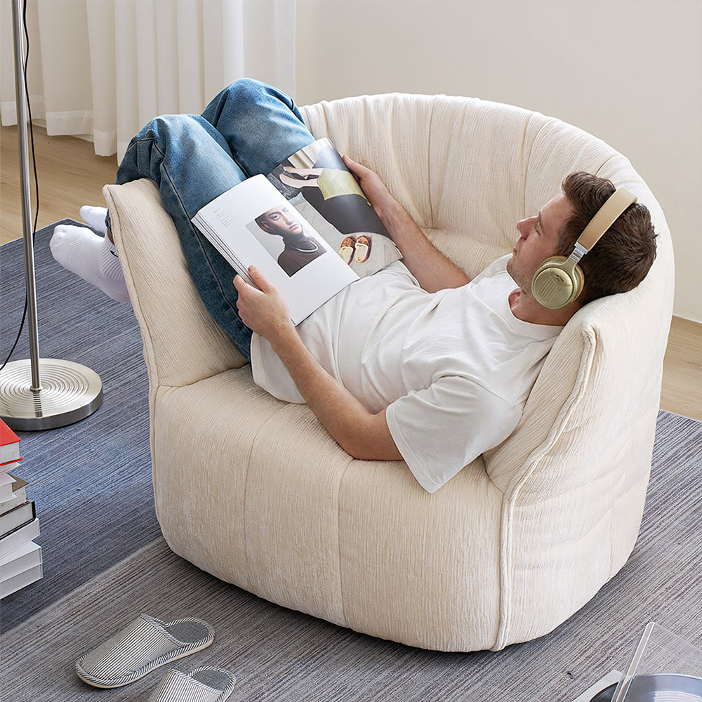 Modern Curved Lounge Chair Soft Upholstered Accent Chair Deep Seat Minimalist Armchair
