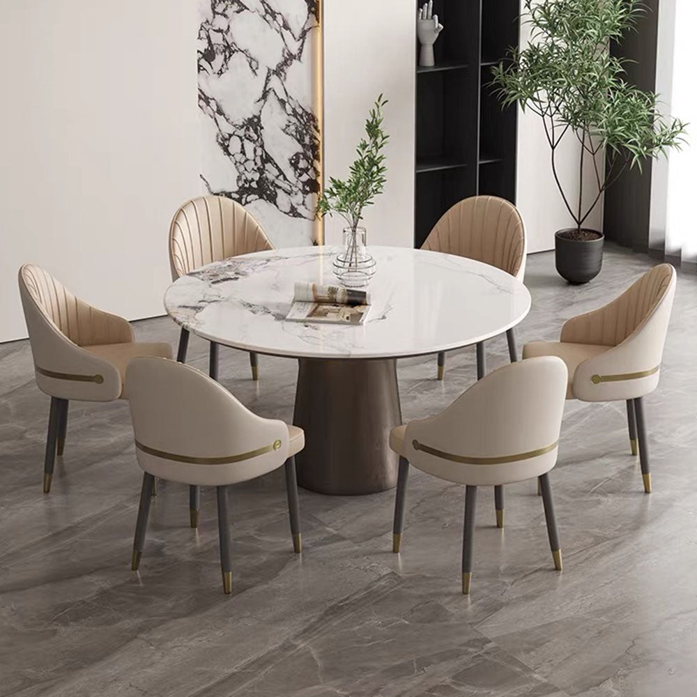 Set of 2 Modern Luxury Dining Chairs with Curved Backrest and Dual-Tone Upholstery