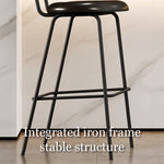Load image into Gallery viewer, Modern Cane Woven Back Bar Stool PU Leather Seat Metal Frame Counter Height Bar Chair 1 Piece
