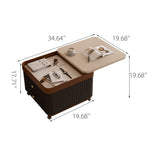 Load image into Gallery viewer, Modern Rolling Side Table with Hidden Storage Drawers and Sliding Top Design
