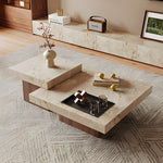 Load image into Gallery viewer, Modern Faux Marble Coffee Table Geometric Layered Center Table Contemporary Living Room Tea Table
