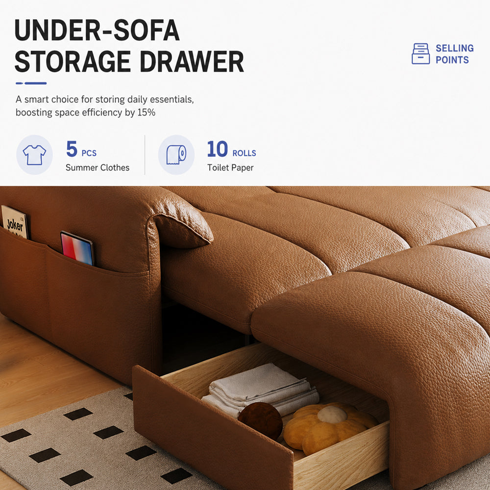 Modern Channel Wireless Control Tufted Scratch Resistance Synthetic Leather Sleeper Sofa Bed