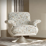 Load image into Gallery viewer, Modern Swivel Lounge Chair with Speckled Jacquard Upholstery Curved Wood Frame and Stainless Steel Base
