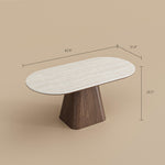 Load image into Gallery viewer, Oval Dining Table Solid Wood Walnut Veneer Base Scratch Resistant Sintered Stone Top Modern Stylish Design
