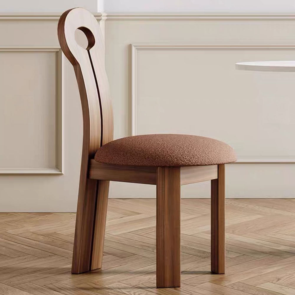 Modern Wood Dining Chair with Sculpted Backrest & Soft Upholstered Seat