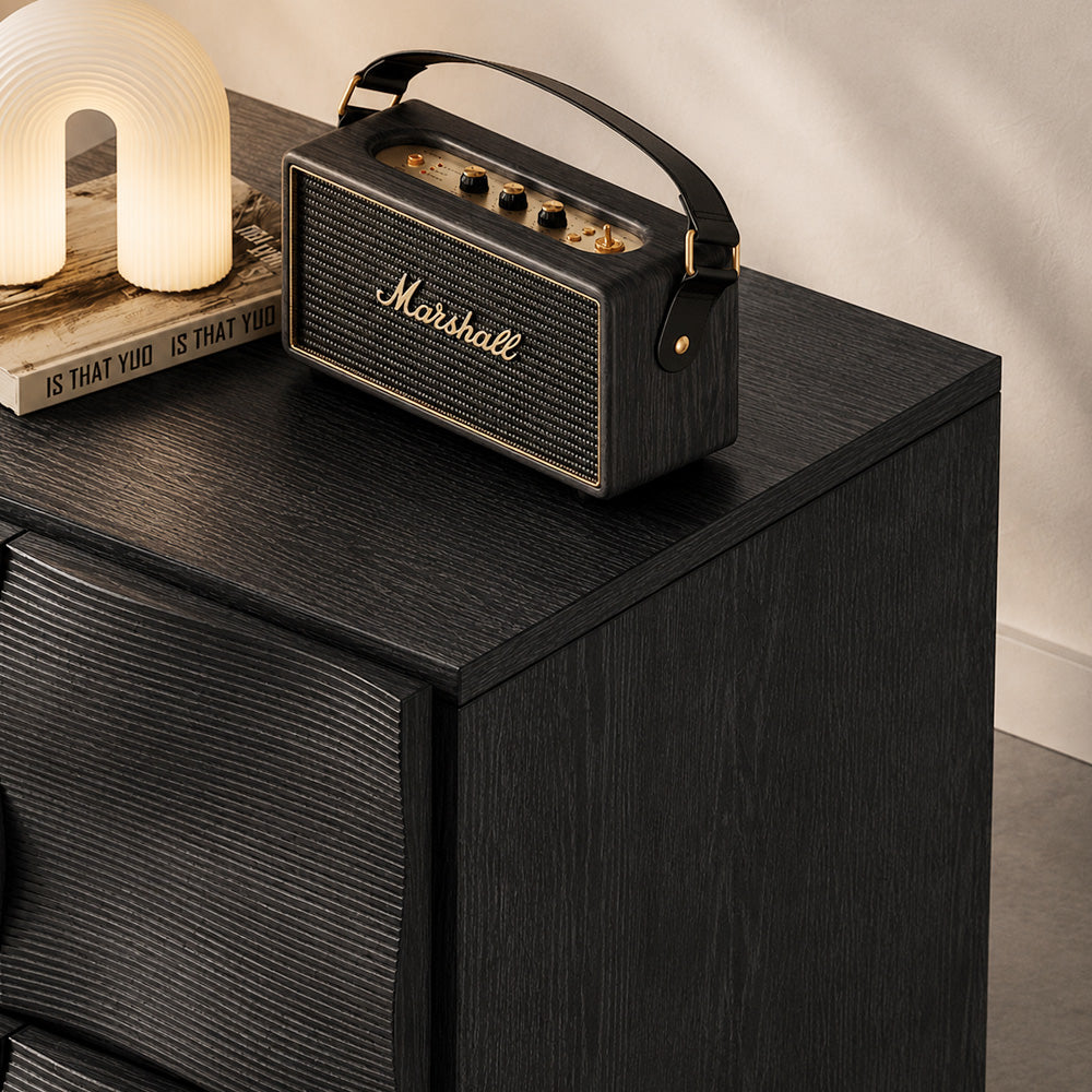 Modern Solid Wood Nightstand with Sculpted Drawer Design