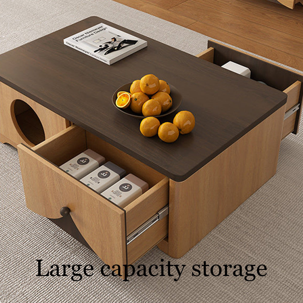 Modern Wooden Pet Friendly Storage Cabinet Coffee Table and TV Stand Set with Multi Functional Design