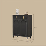 Load image into Gallery viewer, 55.1" Modern Luxury Shoe Cabinet with Arched Panel Doors &amp; Gold Accents Elegant Entryway Storage Sideboard
