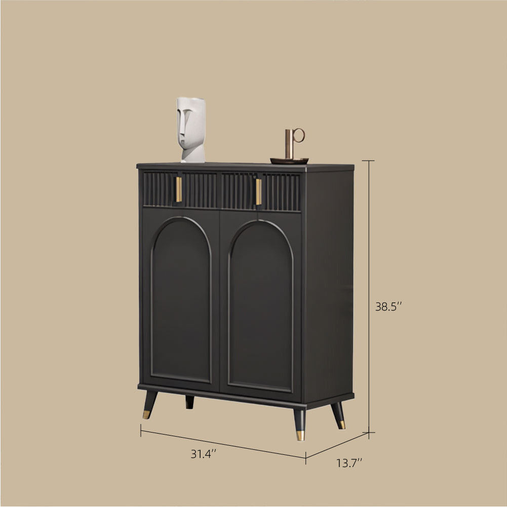 55.1" Modern Luxury Shoe Cabinet with Arched Panel Doors & Gold Accents Elegant Entryway Storage Sideboard