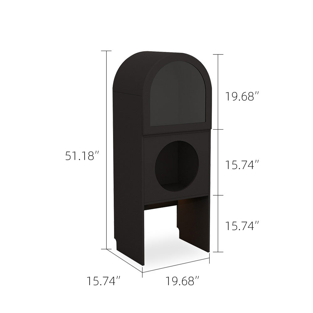 Modern Arched Pet Storage Cabinet Cat House Feeding Station Multi Functional Storage Unit
