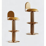 Load image into Gallery viewer, Modern Luxury Gold Swivel Bar Stool with Upholstered Seat and Fluted Pedestal Base 1 Piece
