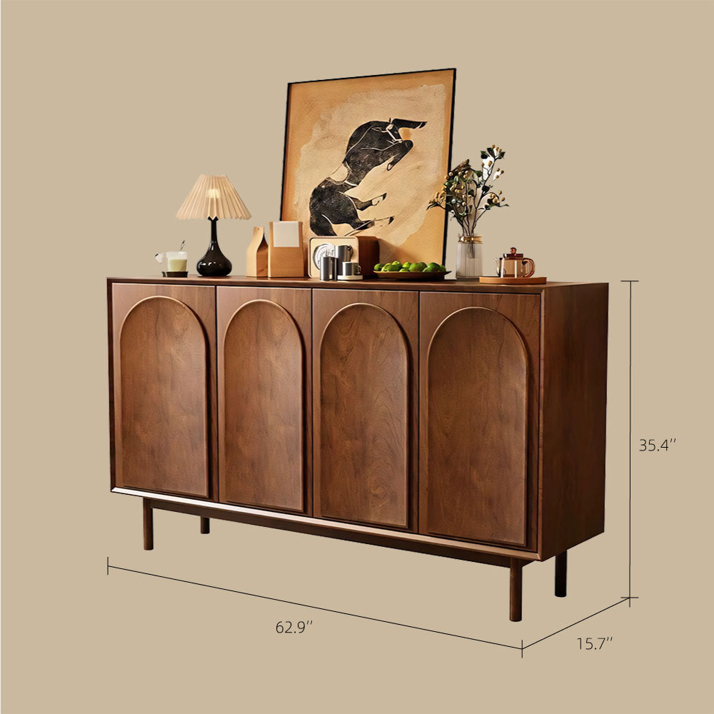 47.2''/62.9'' Modern Solid Wood Sideboard Cabinet Storage Buffet with Drawers & Arched Door Design