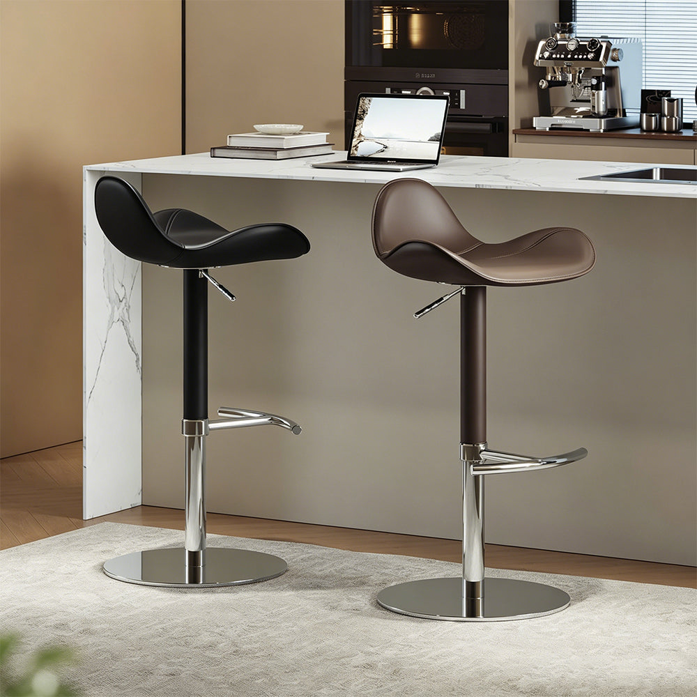 1-Piece Modern Adjustable Swivel Bar Stool with Faux Leather Seat Chrome Base