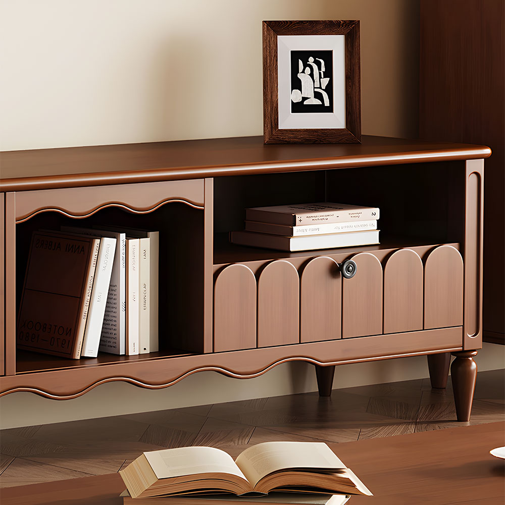 Walnut TV Stand Cabinet with Elegant Design and Spacious Storage Solutions