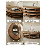 Load image into Gallery viewer, Modern Oval Wood Coffee Table with Glass Inlay Sculptural Layered Base
