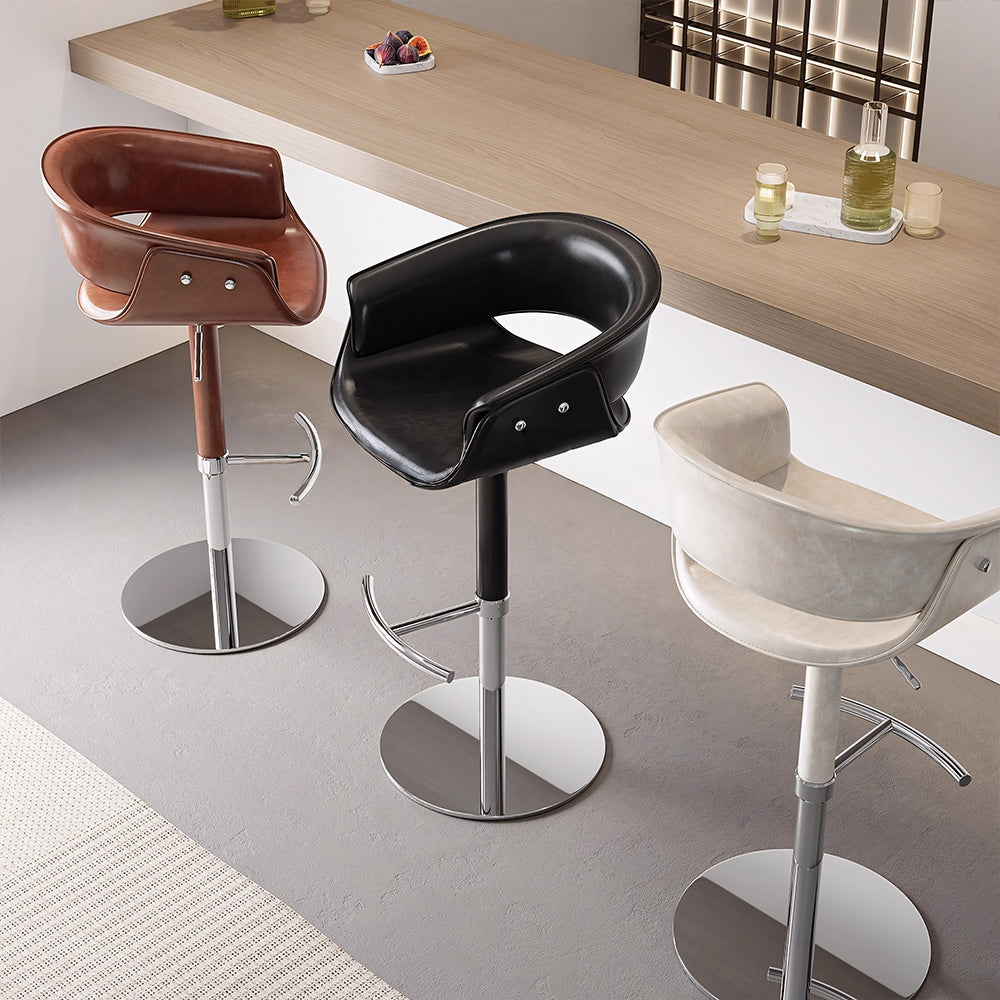 Modern Adjustable Swivel Bar Stool PU Leather Seat Gas Lift Height Adjustable Counter Bar Chair 1 Piece