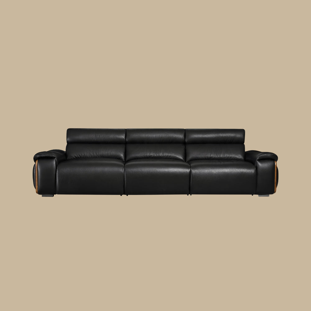 123.2'' Modern Power Reclining Leather Sofa Remote Control Adjustable Deep Seat Lounge Couch