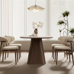 Load image into Gallery viewer, Oval Dining Table Solid Wood Walnut Veneer Base Scratch Resistant Sintered Stone Top Modern Stylish Design
