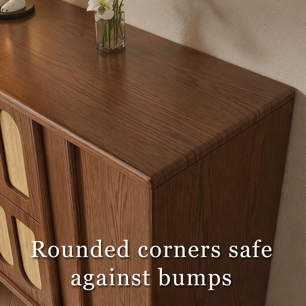 47.2" Mid Century Arched Wood Sideboard With Drawers and Cabinet