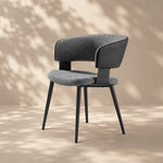 Load image into Gallery viewer, Layered Microfiber Texture Ergonomic Grey Residential Dining Room Chair 1 Piece
