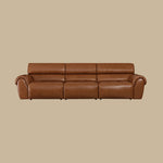 Load image into Gallery viewer, 119.2'' Modern Genuine Leather Power Reclining Sofa Remote Control Adjustable Seats Brown Leather Couch
