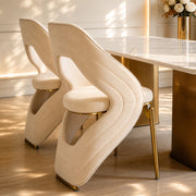 1 PC Sculptural Curved Back Channel Stitch High End Dining Side Chair