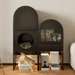 Load image into Gallery viewer, Modern Arched Pet Storage Cabinet Cat House Feeding Station Multi Functional Storage Unit
