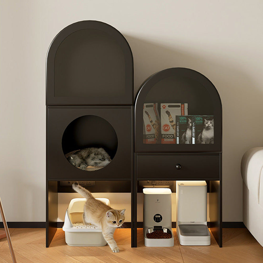 Modern Arched Pet Storage Cabinet Cat House Feeding Station Multi Functional Storage Unit