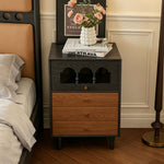 Load image into Gallery viewer, Modern Walnut Nightstand with Mirrored Drawer Mid Century Bedside Table
