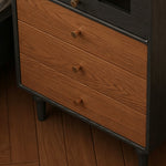 Load image into Gallery viewer, Modern Walnut Nightstand with Mirrored Drawer Mid Century Bedside Table
