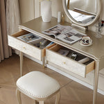Load image into Gallery viewer, 45.6'' Modern Luxury Vanity Desk Shell Inlay Finish Makeup Table with Mirror and Drawers
