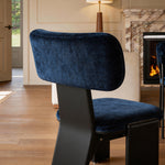 Load image into Gallery viewer, Modern Blue Upholstered Dining Chair with Black Metal Frame 1 Piece
