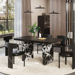 Load image into Gallery viewer, 54.6"/62.4" Modern Italian Dining Table Black Marble-Look Base &amp; Minimalist Luxury Design

