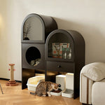 Load image into Gallery viewer, Modern Arched Pet Storage Cabinet Cat House Feeding Station Multi Functional Storage Unit
