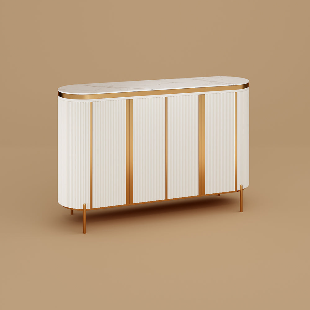 58.5" Elegant and Modern White and Gold Sideboard Cabinet with Ample Storage
