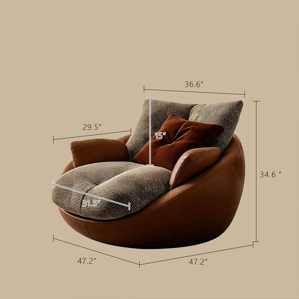 Modern Oversized Lounge Chair Faux Leather Upholstery Deep Seat Cozy Accent Chair