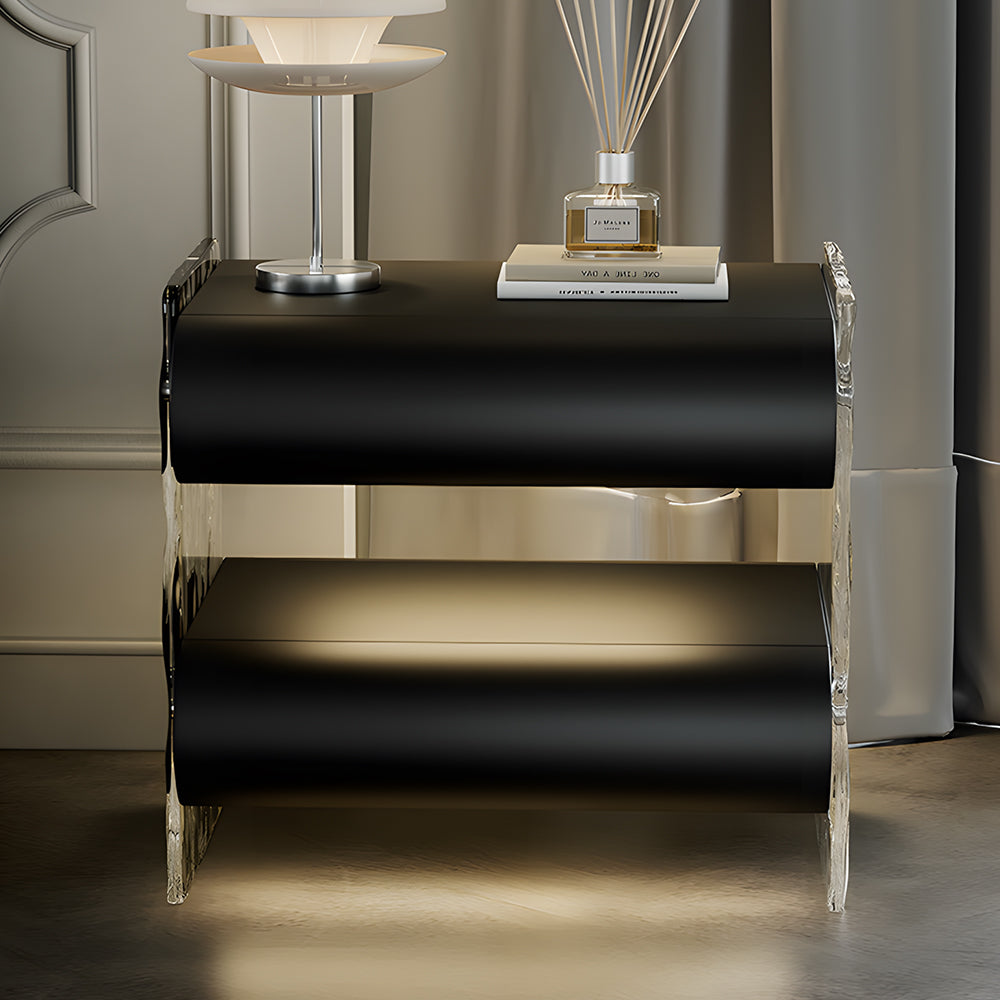 Modern Smart Nightstand Bedside Table with Ambient Lighting and Wireless Charging