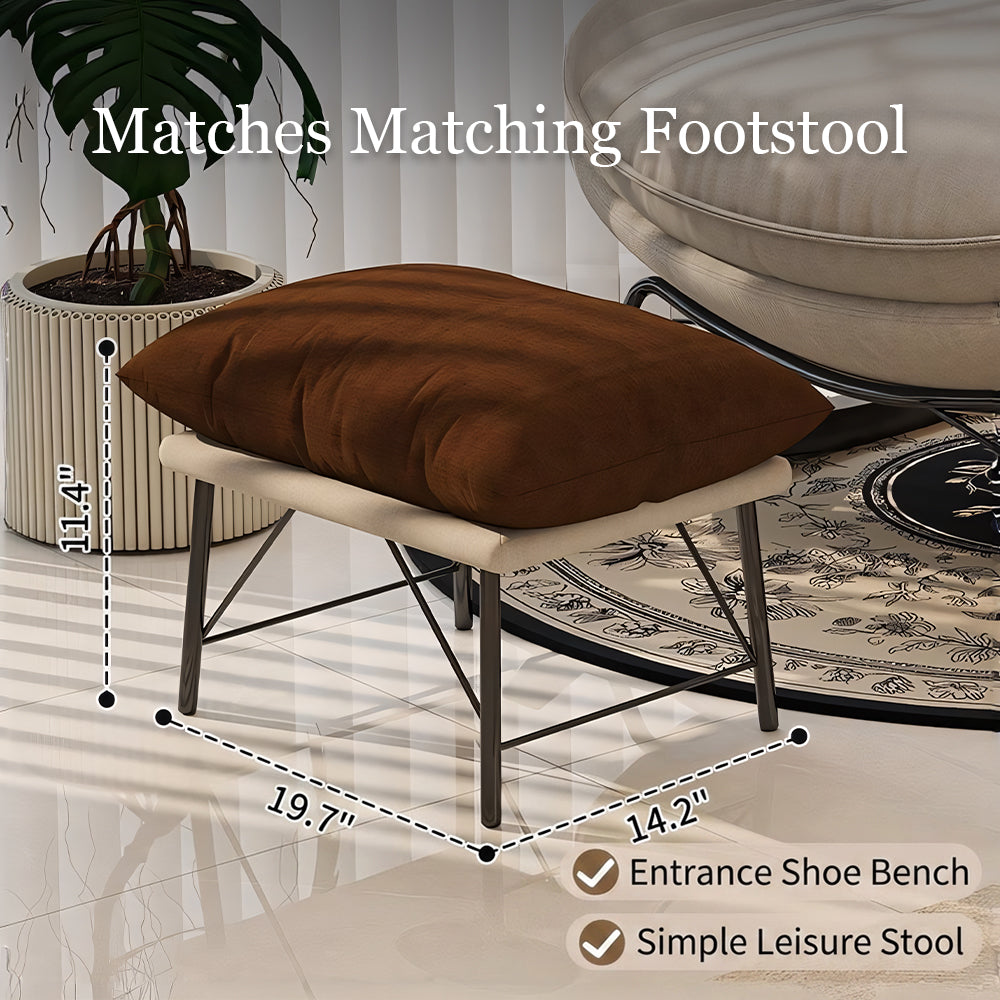 Modern Rocking Lounge Chair Upholstered Fabric Accent Chair with Curved Design and Metal Base