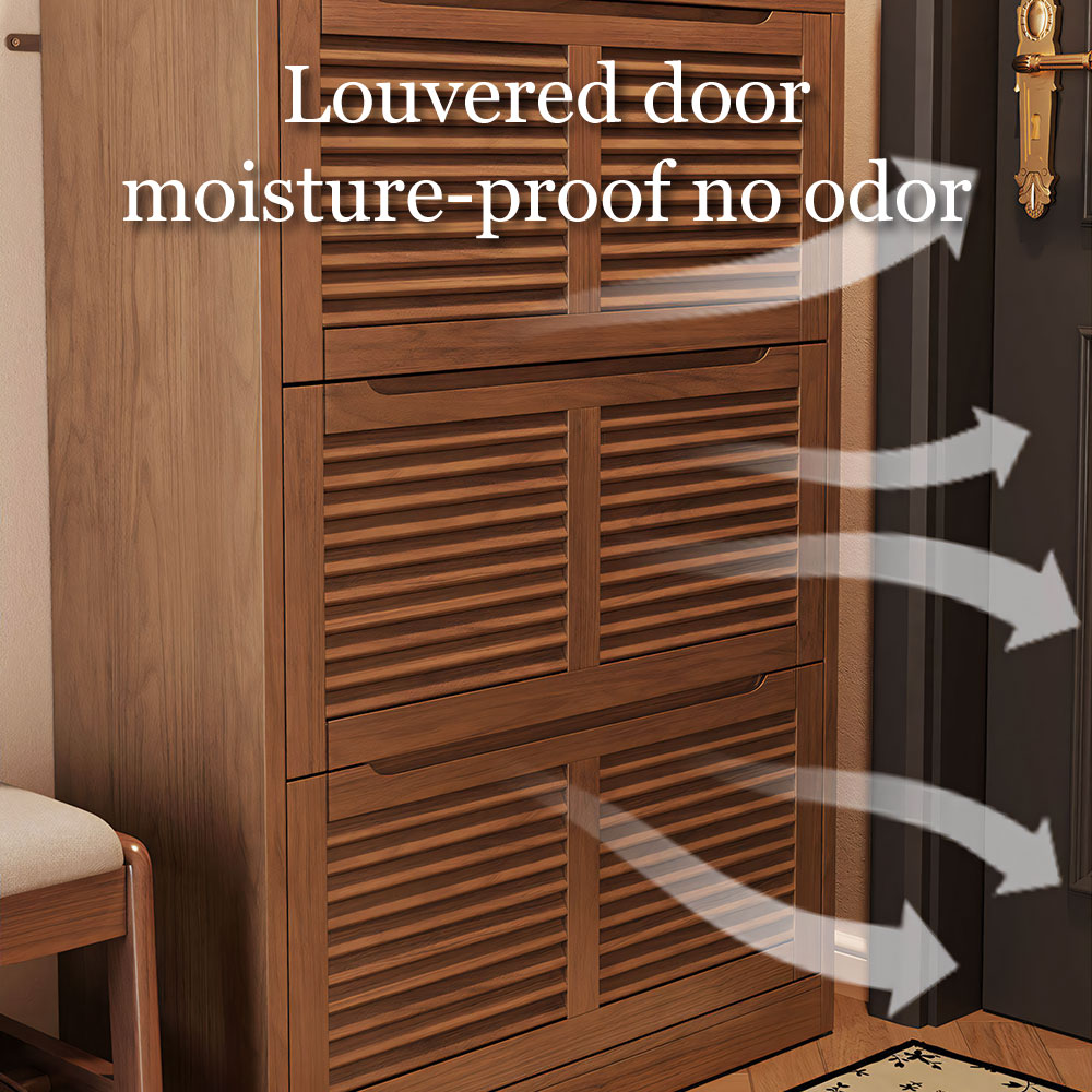 31.4'' Modern Wooden Flip-Door Shoe Cabinet Slim Space-Saving Entryway Storage Organizer