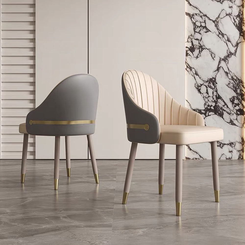 Set of 2 Modern Luxury Dining Chairs with Curved Backrest and Dual-Tone Upholstery