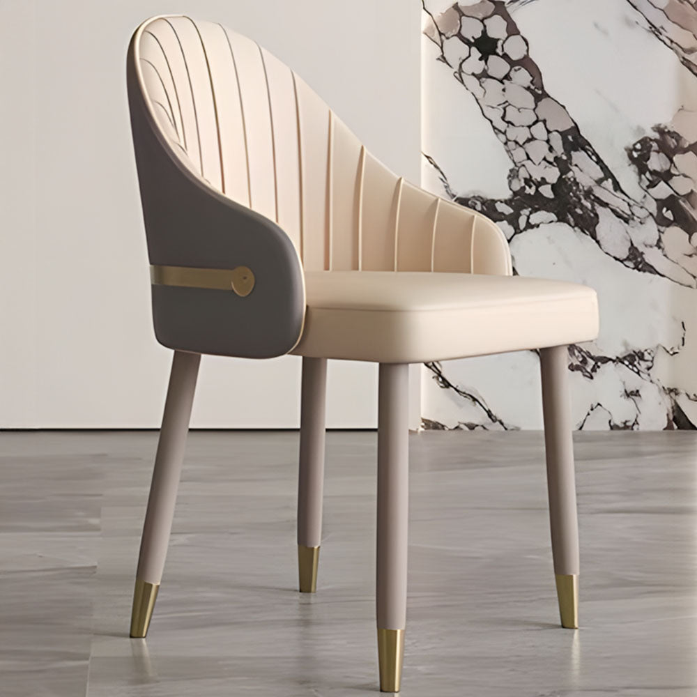 Set of 2 Modern Luxury Dining Chairs with Curved Backrest and Dual-Tone Upholstery