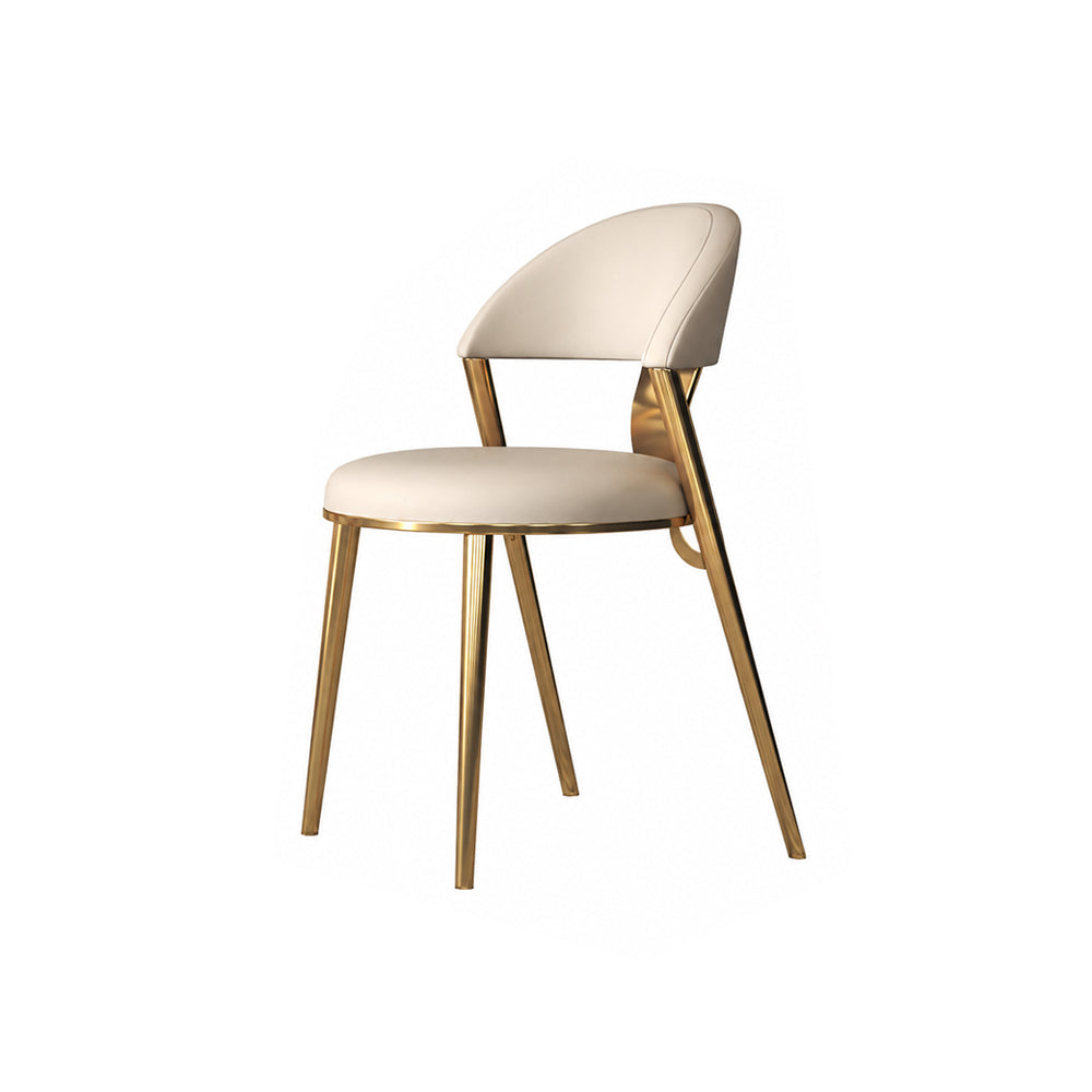 2 PCS PU Upholstered Dining Chair with Polished Gold Metal Legs