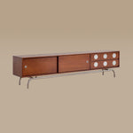 Load image into Gallery viewer, Walnut TV Stand Sliding Door TV Cabinet Spacious Storage Modern Style
