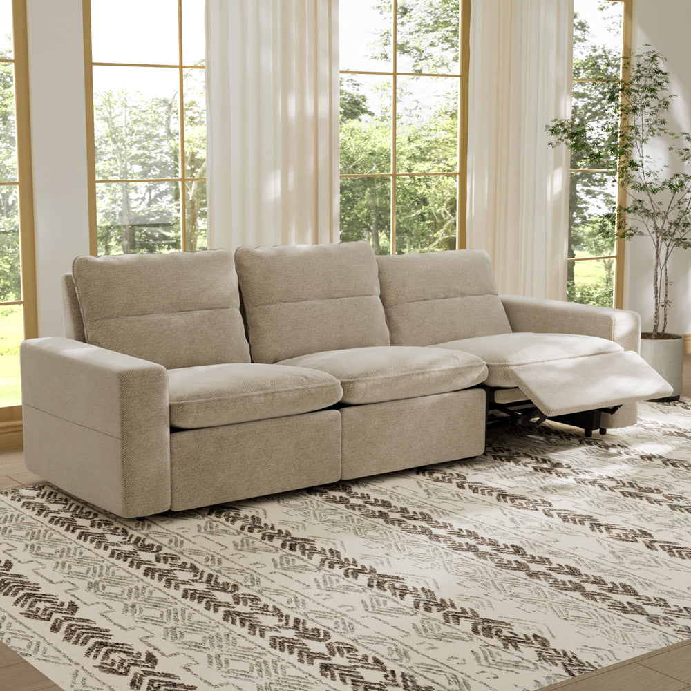 115.35'' CloudLuxe Power Reclining 3-Seat Sofa Linen Fabric Cloud Comfort