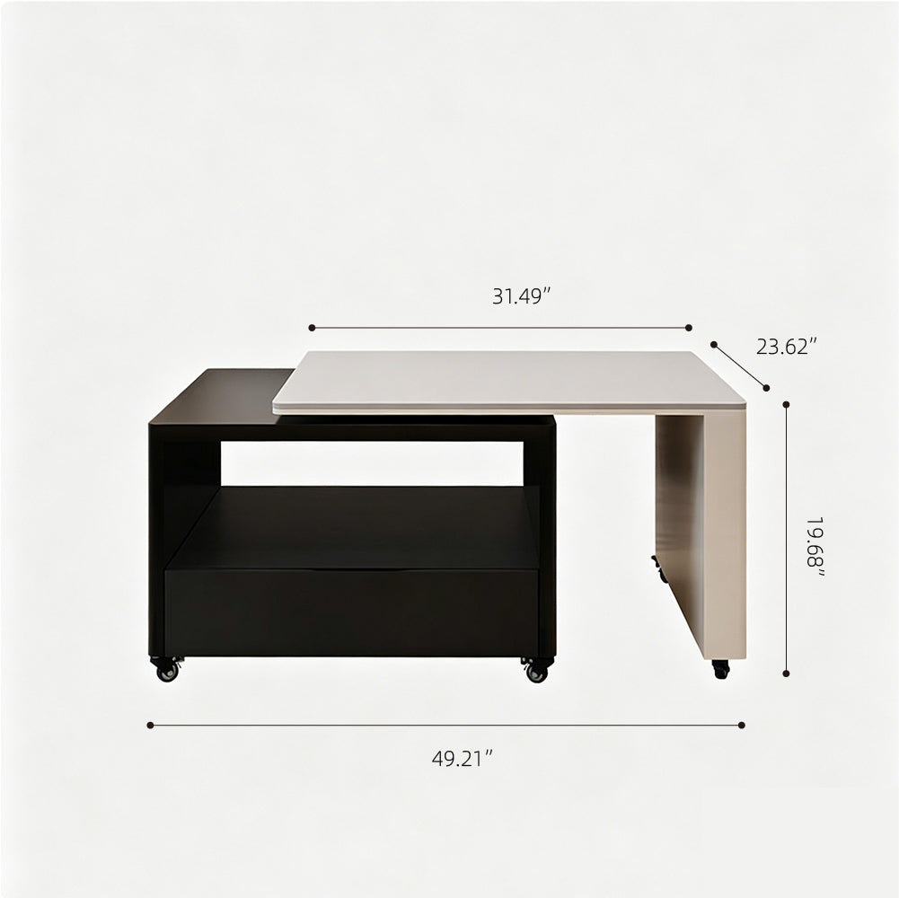 Modern Extendable Coffee Table with Hidden Storage Rolling Table